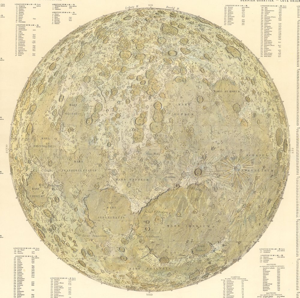 The full lunar disc surrounded by feature catalogs